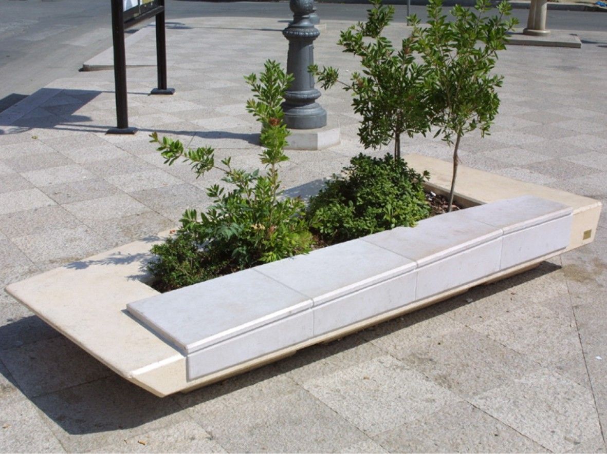 Каменная скамья для открывания двери со встроенной плантатором Viscio Urban Design COSTA ARCH-00071576