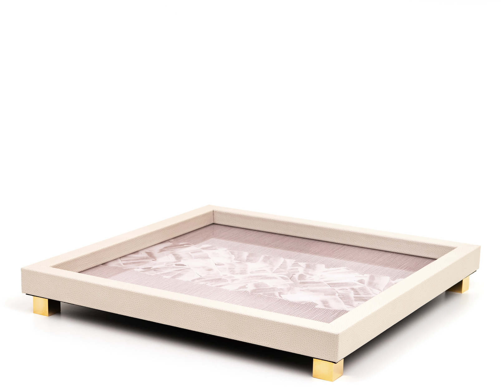 Поднос для заметок - 35,5X35,5 см / металл-хром/зернистая кожа_темно-серый