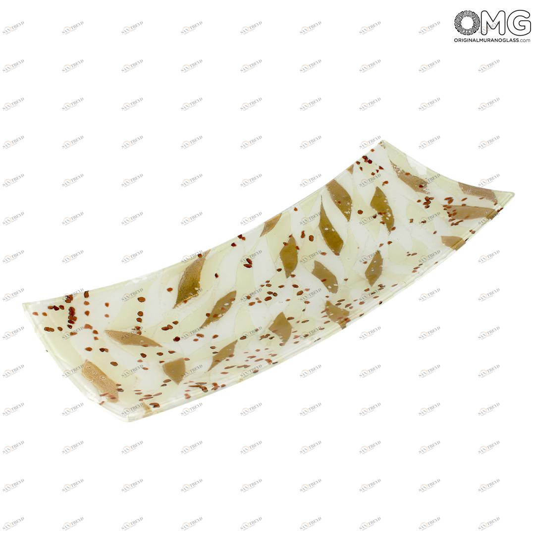 3151 ORIGINALMURANOGLASS Прямоугольное блюдце Нюанс - белое - Original Murano Glass OMG 8 см 