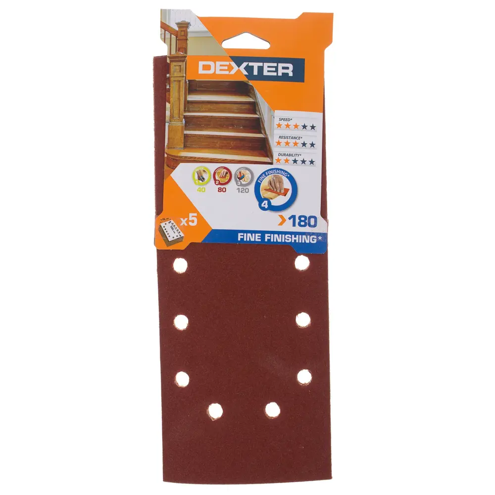 DEXTER Шлифовальные листы P180 для вибрационных машин 115х280 мм, 5 шт 18782661 STLM-0012646 - Вид №2