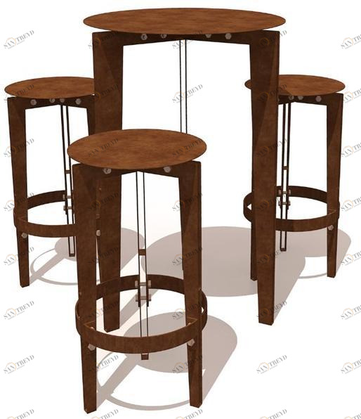 TrackDesign Высокий круглый стол из стали Corten ™ Leggero Tt0646002