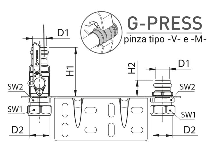 Комплект клапанов и пресс-фитинг G-Press® для газового счетчика bitubo TECO KM3 ARCH-00091560 - Вид №4