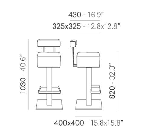 Высокий стул с подставкой для ног со спинкой Pedrali HX ARCH-00076400 - Вид №2