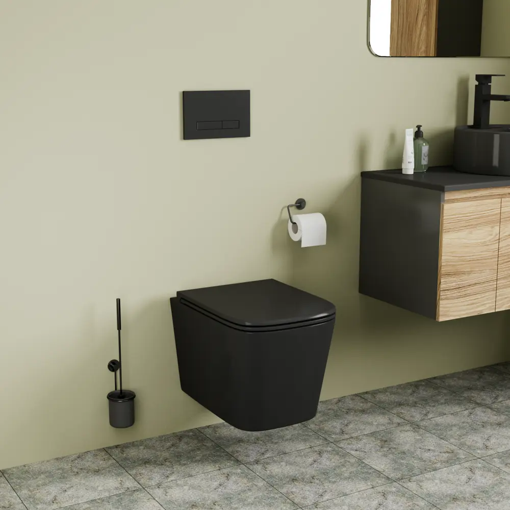 Подвесной унитаз Moneron Tornado безободковый с сиденьем микролифт черный Santreyd STLM-2152100 - Вид №8