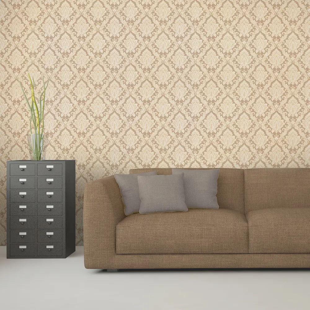 Обои бумажные EcoStyle Марселла 2 бежевые 0.53 м МОСКОВСКАЯ ОБОЙНАЯ ФАБРИКА STLM-2058778 - Вид №2