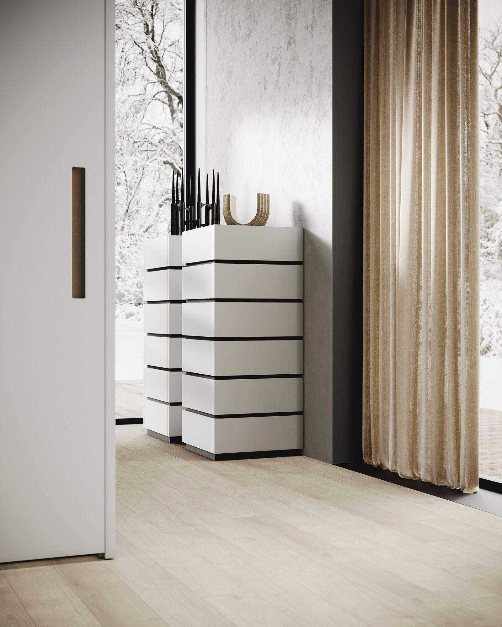 Деревянный шкаф с раздвижными дверями на заказ Guzzini & Fontana Bebop ARCH-00014842 - Вид №1