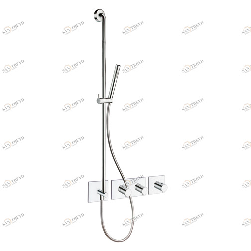 CRIXT766 Внешние части термостатического смесителя для CRICS718 со скользящей штангой, ручным душем с защитой от накипи, гибким шлангом LONG LIFE и металлической пластиной Cristina Rubinetterie 