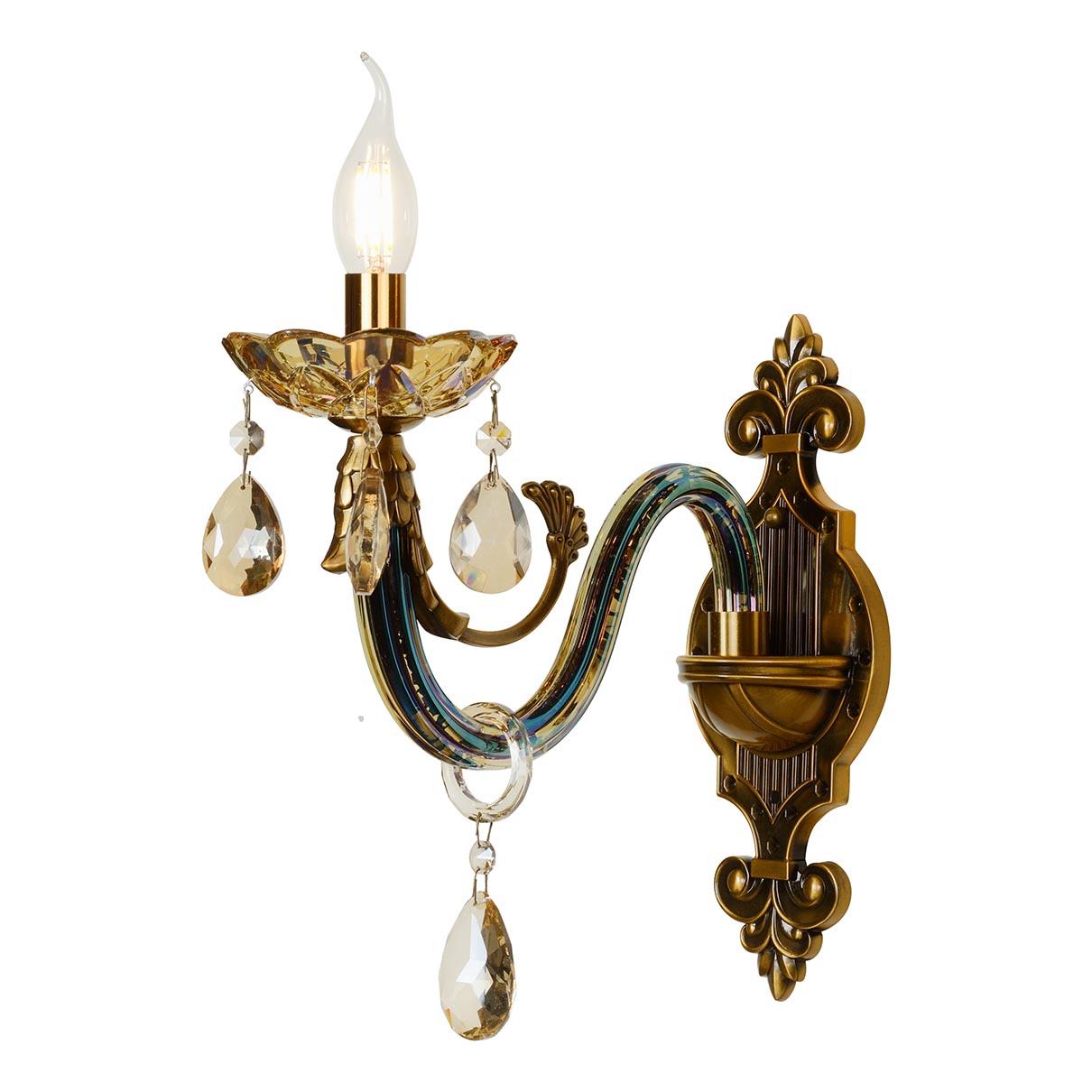 Бра с прозрачными подвесками бронзовое Asia 61081/1 BR ILAMP СВЕЧА 00-3949096 Бронза  - Вид №2