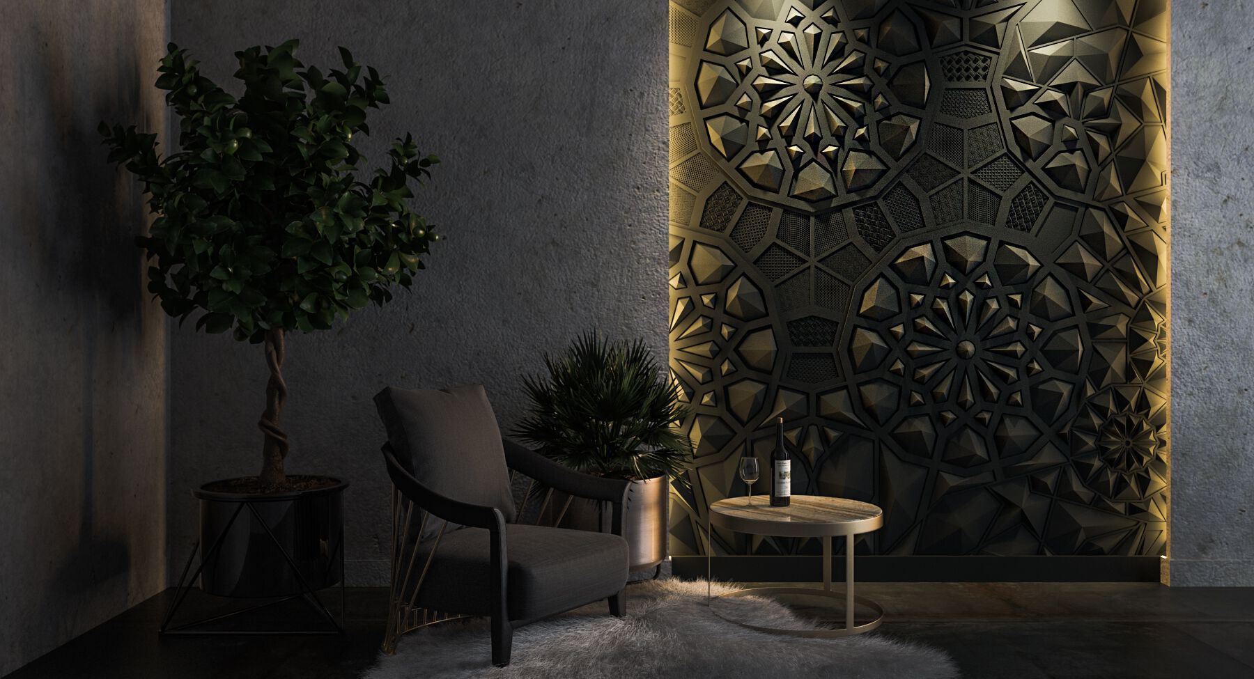 Трехмерная декоративная гипсовая панель WallDeco DIAMOND ARCH-00111884 - Вид №2