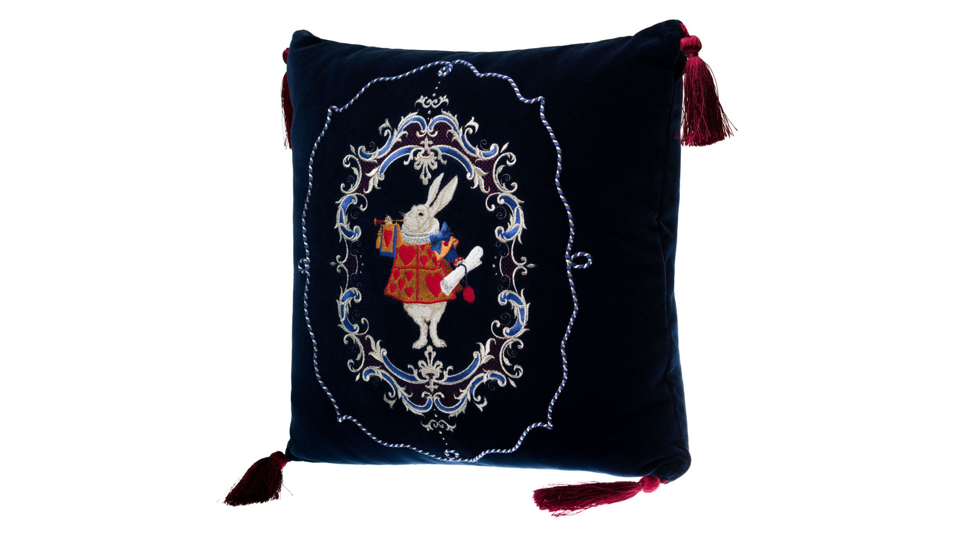 10659183 Торжокские золотошвеи Подушка диванная "В стране чудес" бархат Рис. 2582 синий Бархат  - Вид №1