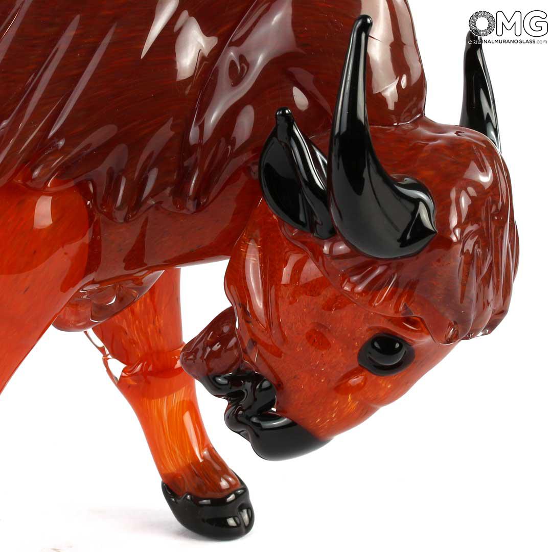 4227 ORIGINALMURANOGLASS Скульптура Красный Буйвол - муранское стекло OMG 49 см  - Вид №1