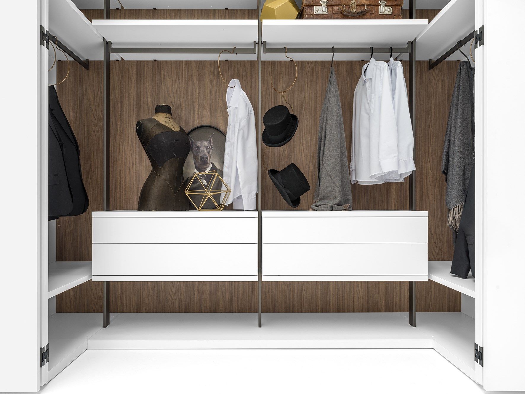 Шкаф из дерева и стекла Caccaro гардеробная ARCH-00043967 - Вид №15