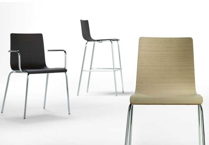 Inday Стул штабелируемый из фанерованной древесины с подлокотниками Tesa 751 - Вид №2