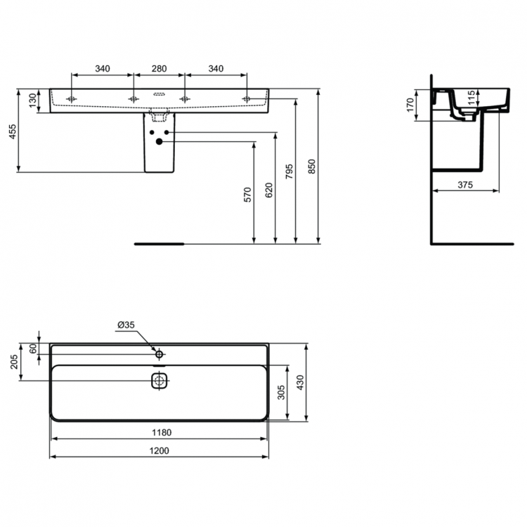T300601 Раковина 120 см Ideal Standard STRADA II - Вид №9