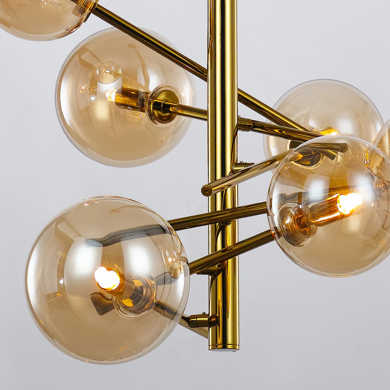 Светильник подвесной на 6 ламп 105х58 см янтарный Globe Mobile MX19009070-6B DELIGHT COLLECTION ДИЗАЙНЕРСКИЕ 00-3883173 Золото;прозрачный  - Вид №2