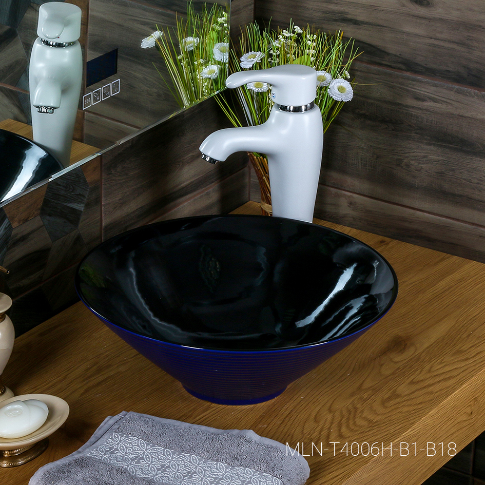 Накладная раковина melana mln-7020-b1+b18 (t4006hb1+b18 ) (сине-черная) 7020-B1+B18-806 - Вид №2