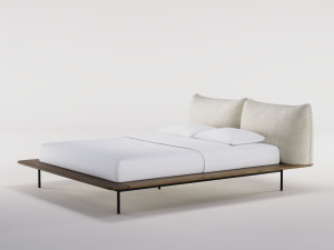 Двуспальная кровать из грецкого ореха с мягким изголовьем