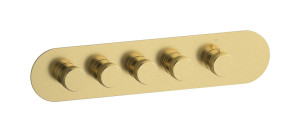 Комплект наружных частей термостата на 4 потребителей - горизонтальная овальная панель с ручками Reflex WE ARE IB eua422isnrx Brushed Pale Gold Aqua