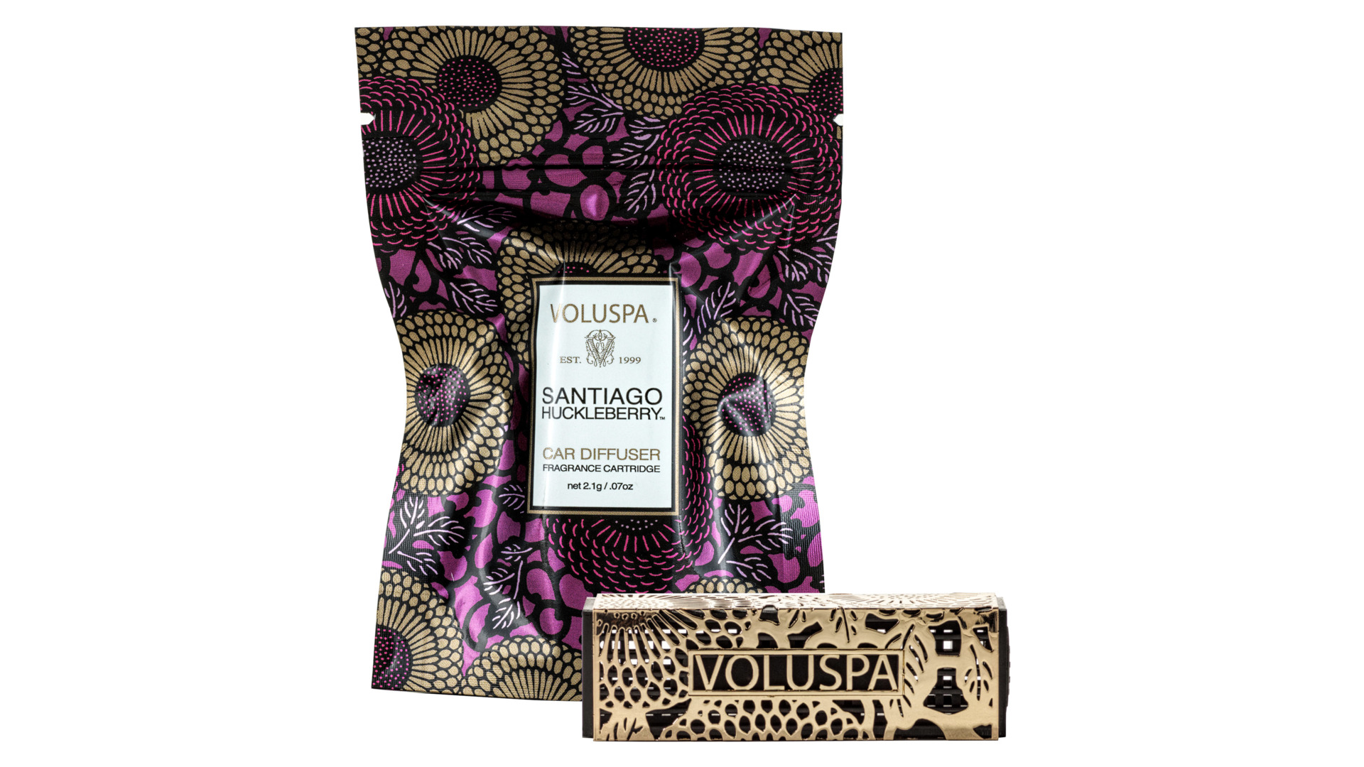 10664260 VOLUSPA Диффузор для автомобиля с картриджем Voluspa "Черника из Сантьяго", 8см  - Вид №1