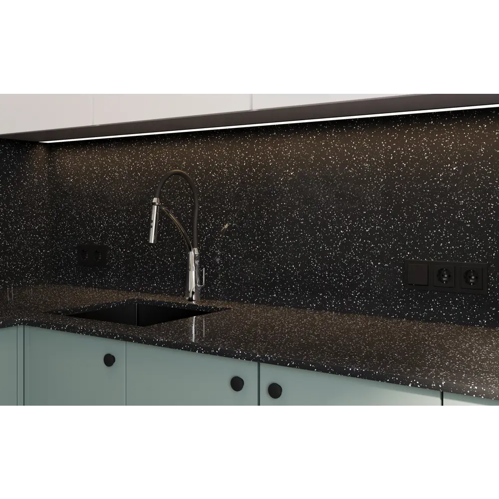 Столешница Найт 240x60x2 см искусственный камень цвет чёрный Santreyd STLM-2189252 - Вид №10
