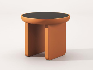 Круглый деревянный и стеклянный журнальный столик