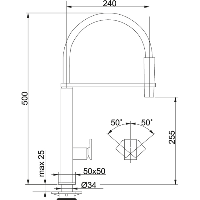 Смеситель кухонный  Franke Centinox Полупрофессиональный Медь/чёрный sun-id-1698926 - Вид №1