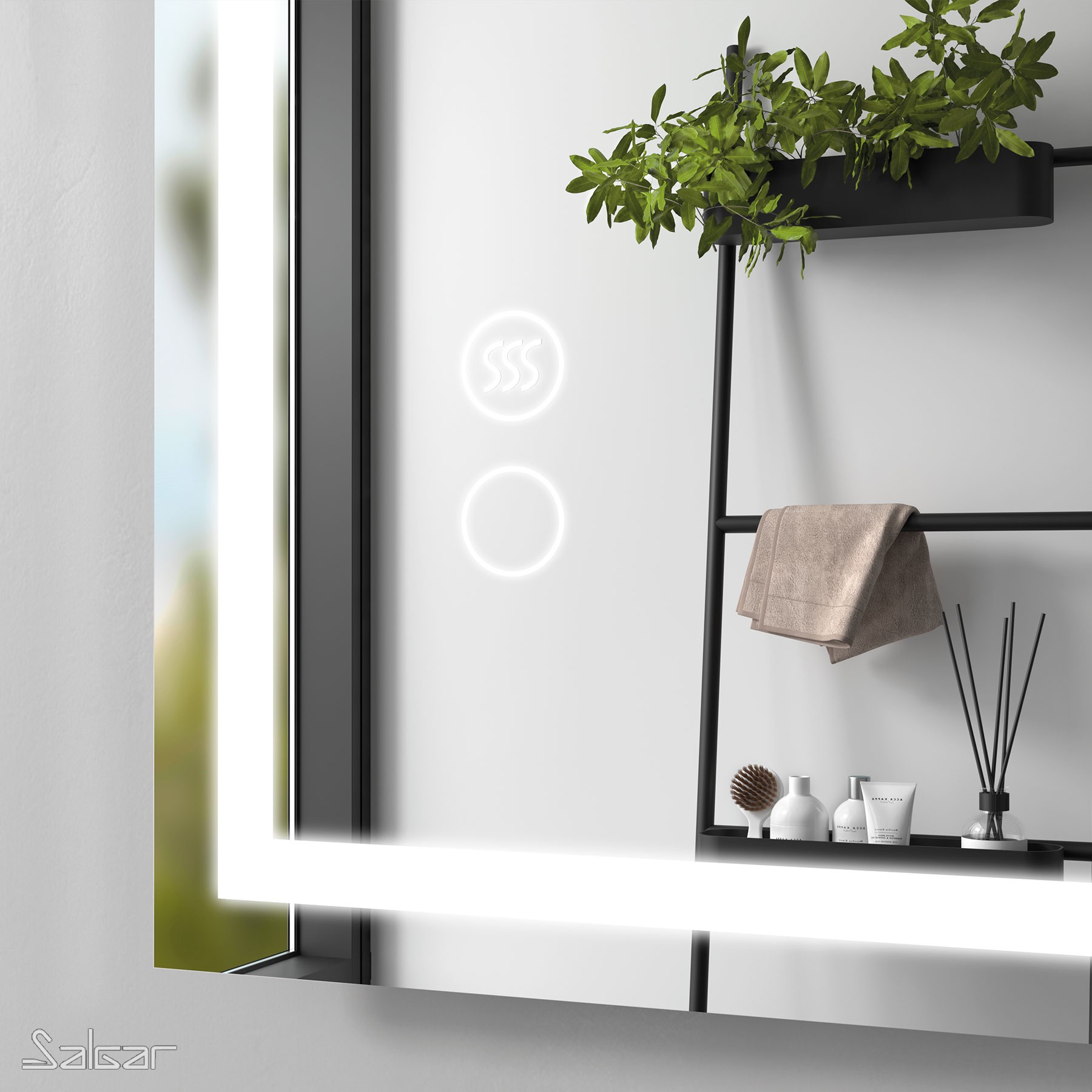 87853 SALGAR Зеркало CHICAGO II 800 горизонтальное вертикальное со светодиодным датчиком света и противотуманным (30 Вт) IP 44 800 x 600 мм - Вид №3