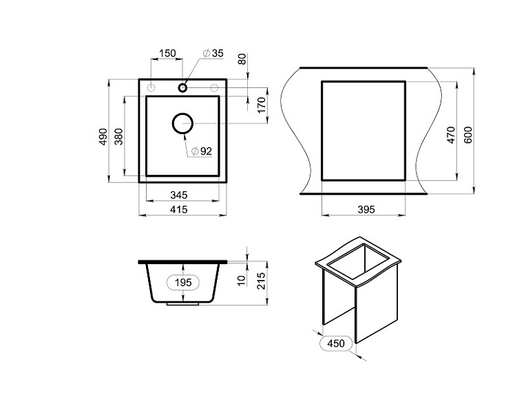 4201, ПЕСОК, кухонная мойка, кварц GRANULA 4201-ST71 - Вид №3