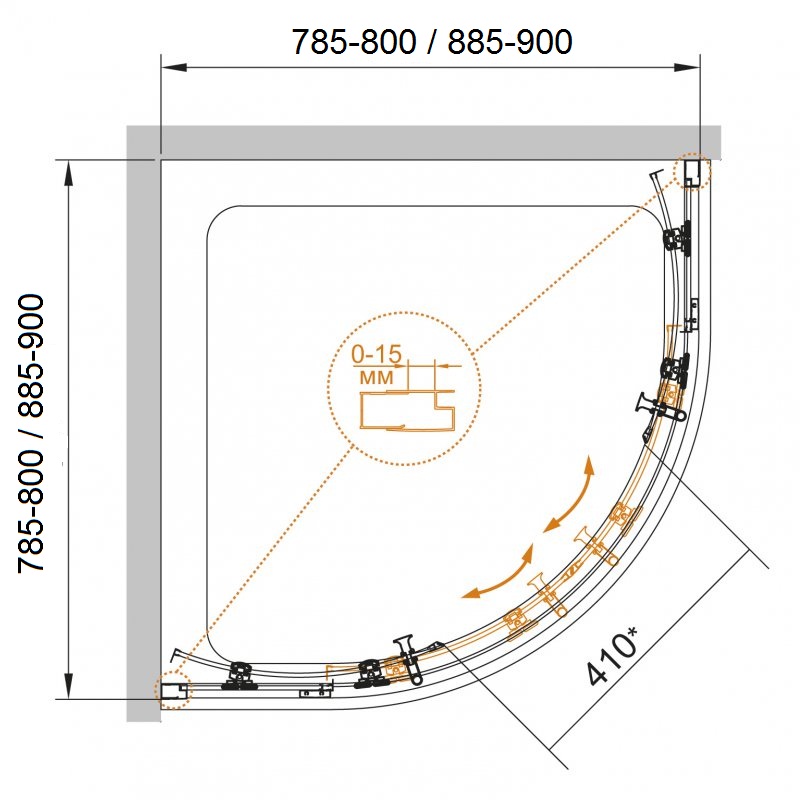 Душевой уголок CEZARES ECO-O-R-2-80-P-Cr - Вид №10