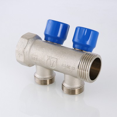 VTc.560.NE.060503 Коллектор с регулирующими вентилями и комплектом ручек Valtec 1", 3 x 3/4"  - Вид №5