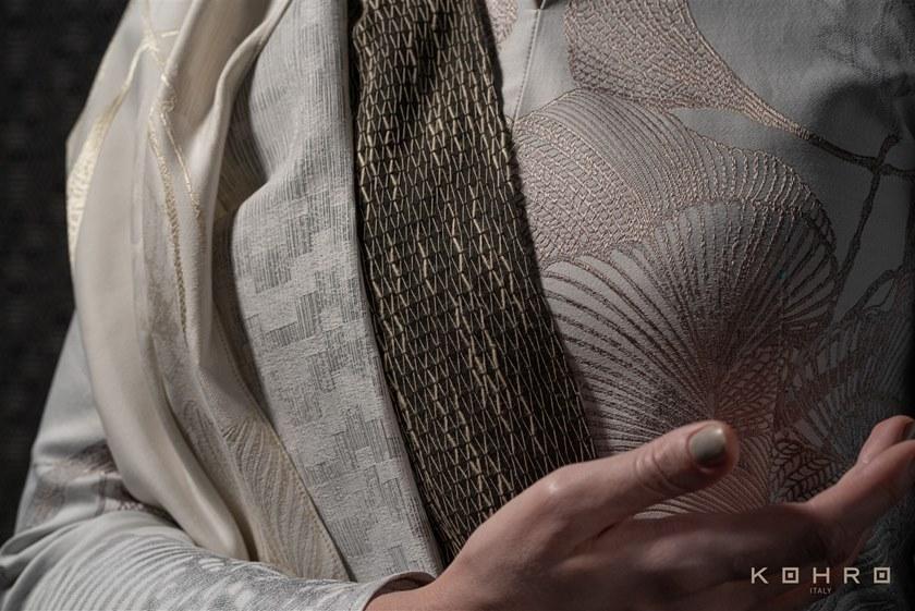 KOHRO Хлопковая ткань с графическими мотивами A gong on the river Kr064293  - Вид №1