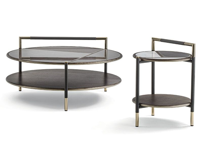 Круглый металлический и деревянный журнальный столик Vittoria Frigerio Вестник ARCH-00119233