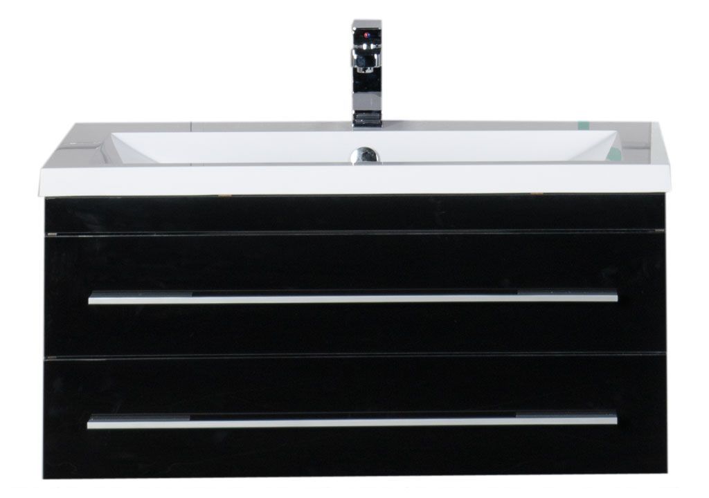 Тумба под раковину Aquanet Верона 90 черный (подвесная 2 ящика) sun-id-270486 - Вид №4