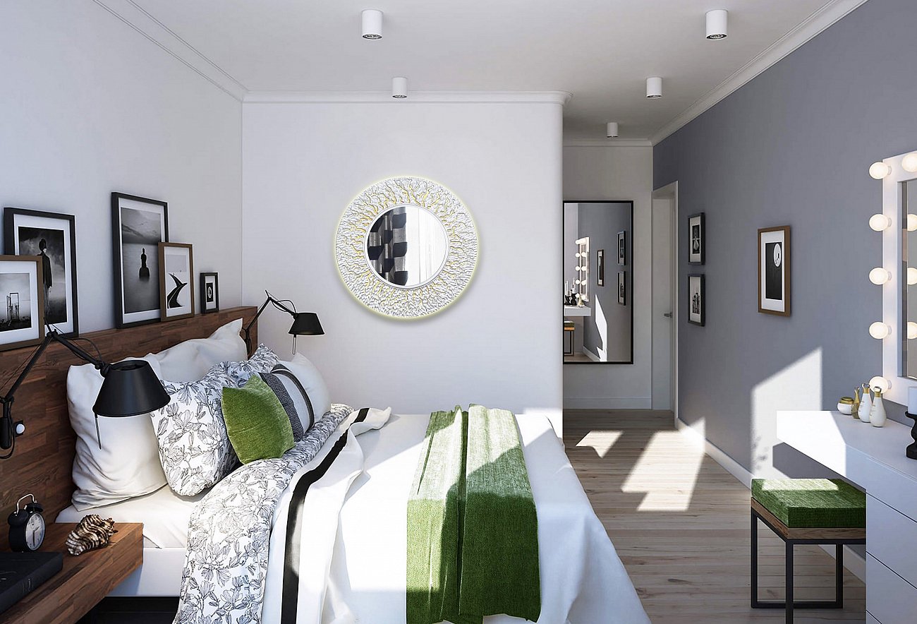 Зеркало круглое настенное серебро CORAL IN SHAPE CORAL 00-3860090 Серебро - Вид №3