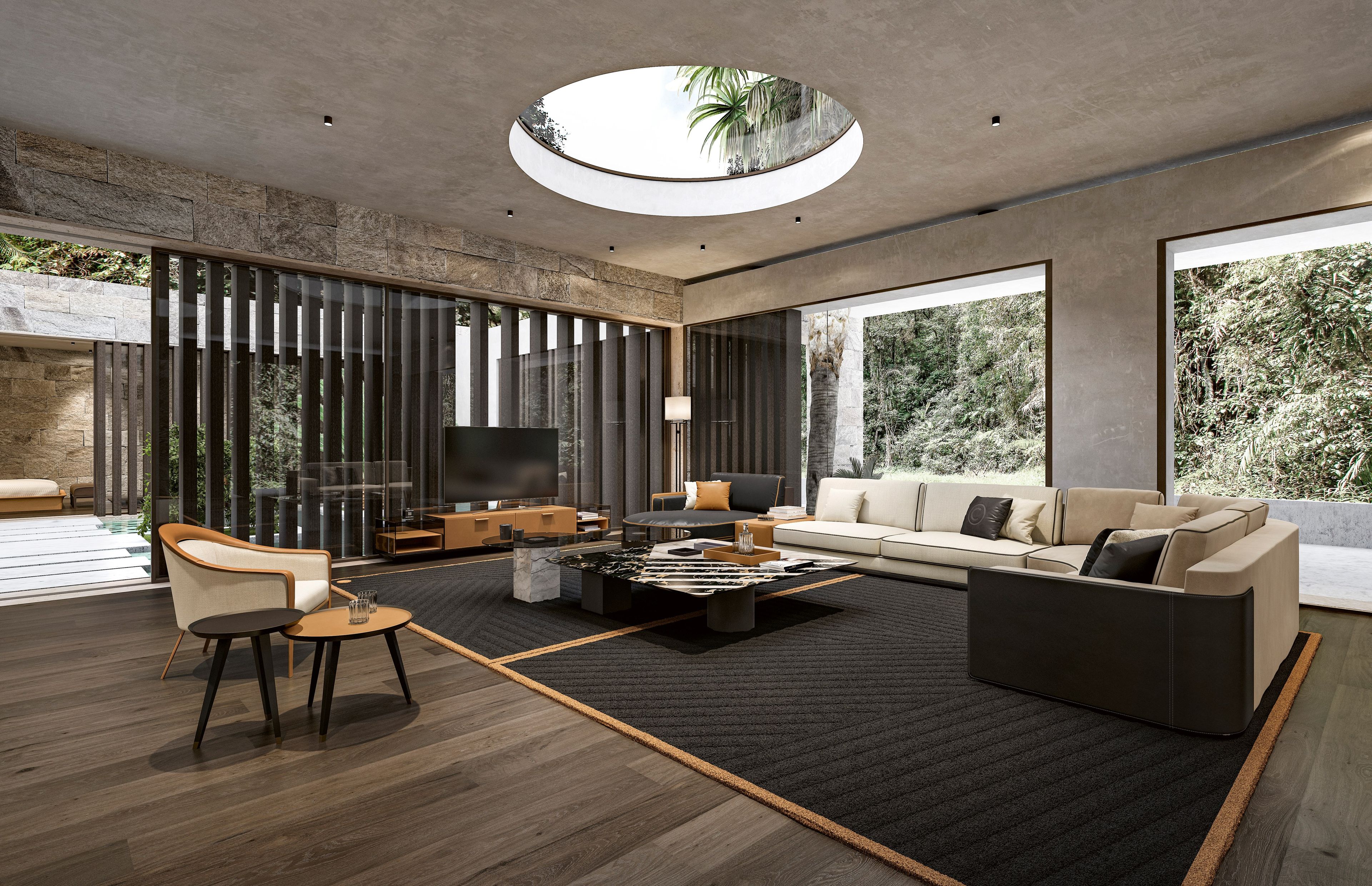 Кресло из кожи и ткани с подлокотниками CPRN HOMOOD Starlight ARCH-00022829 - Вид №3