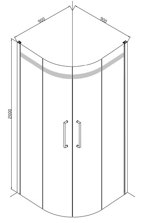 Душевое ограждение (без поддона), две раздвижные двери WAVE BS090.1202S bravat - Вид №5
