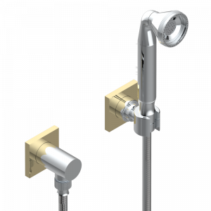A61-53 Ручной душ с жесткой струей, шланг 1 м 50 см, держатель и колено 1/2’’ Thg-paris Marina с металлическими ручками Хром/золото