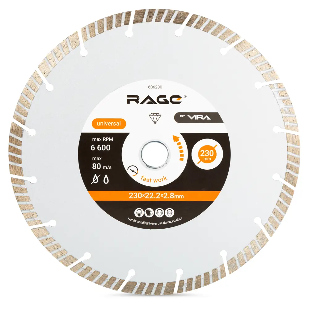 Алмазный диск RAGE Turbo 230 мм для профессиональной резки бетона 89435056 STLM-1573201