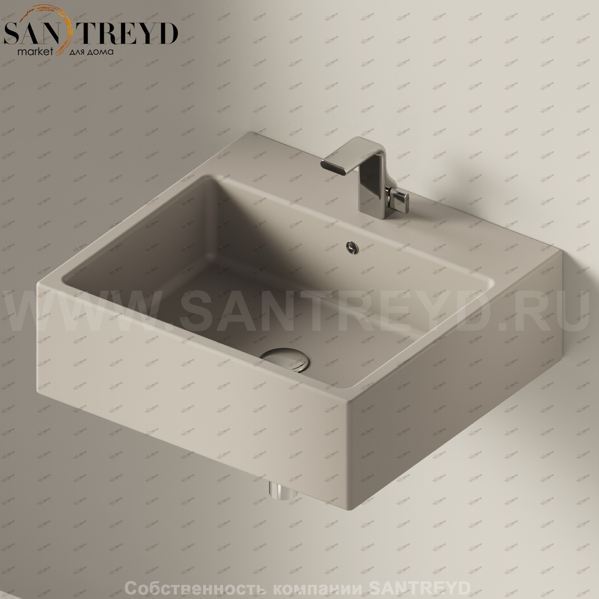 50521019 Подвесная раковина настенная прямоугольная Ceramica Flaminia Acquagrande серая