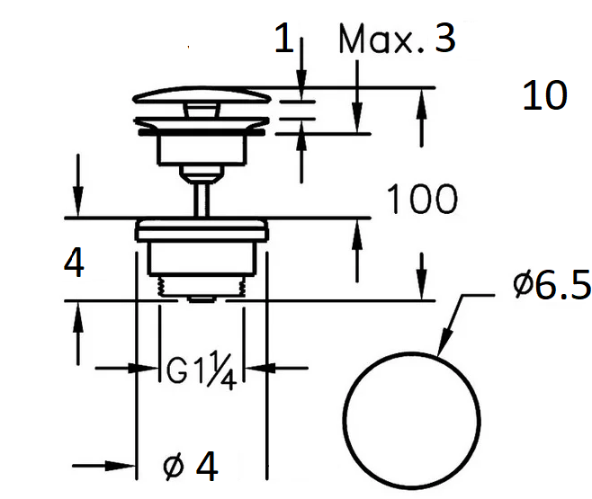 Донный клапан для раковины универсальный, хром LAB.Space sun-id-3003984 - Вид №2