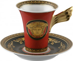 41468 Rosenthal Versace Чашка для эспрессо с блюдцем Rosenthal Versace Медуза 90мл, фарфор Фарфор