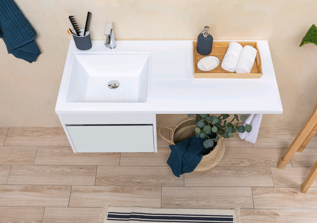 Тумба с раковиной Aquanet Токио 110 L белый (подвесная, 1 ящик) 0023691500235497 - Вид №13