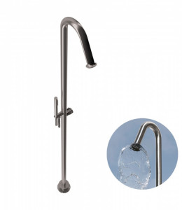 71131 / D Напольная стойка для душа из матовой нержавеющей стали 316 с традиционным картриджем, переключателем, набором для душа и регулировкой потока «пузырьковый эффект». Bongio Time2020 T&Lever
