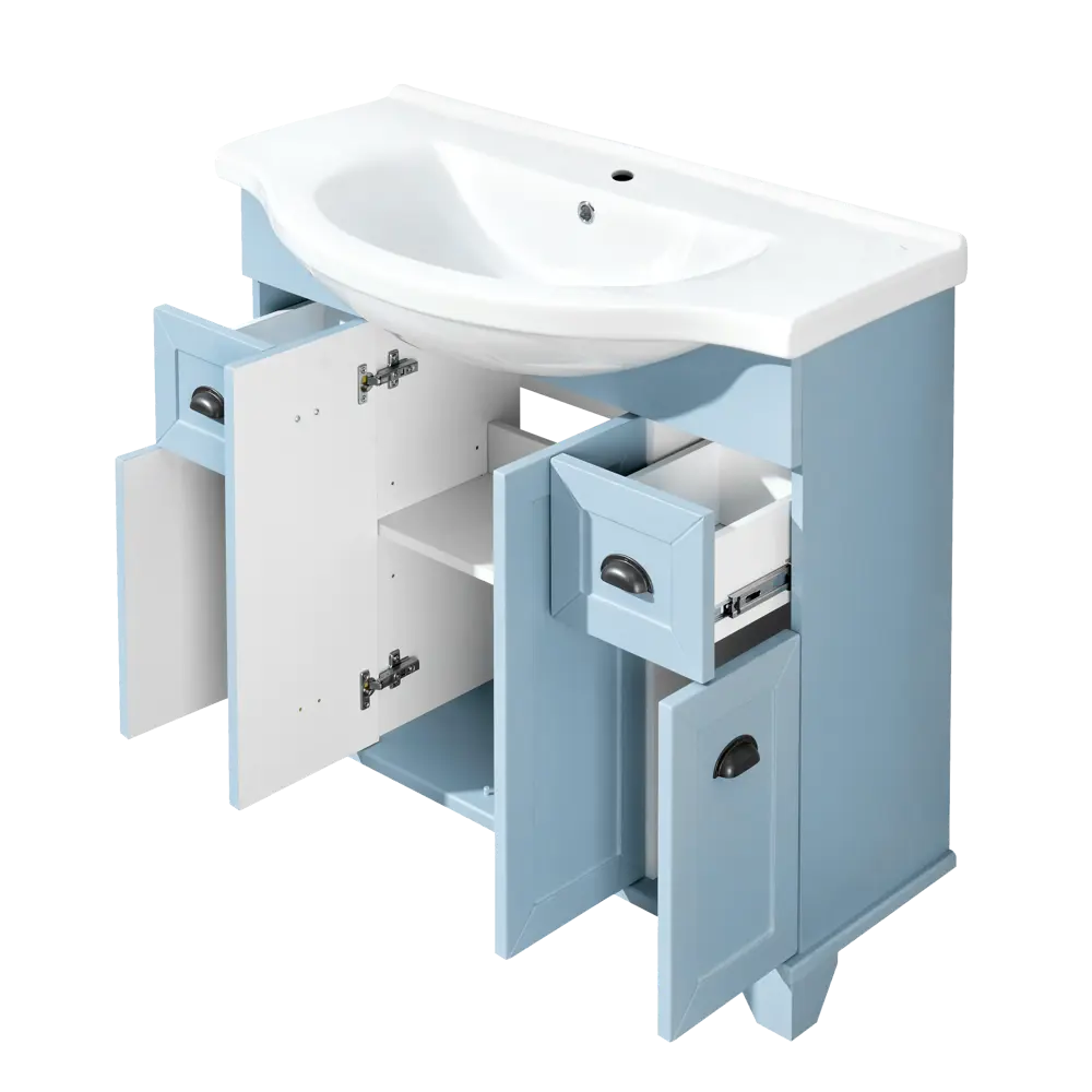 Тумба под раковину напольная Aquaton Шарм 100 см цвет голубой STLM-2062824 - Вид №2
