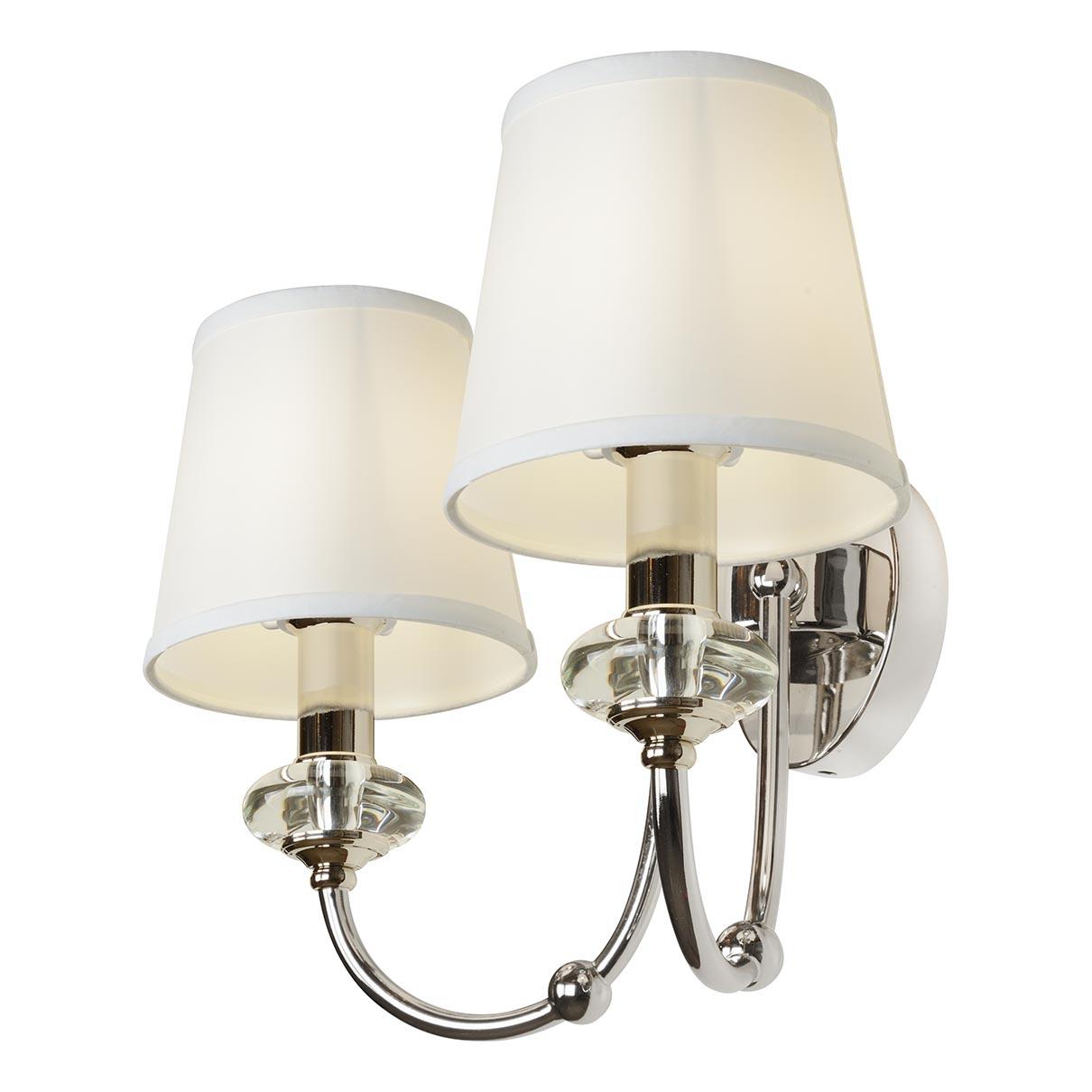 Бра металлическое с абажуром на 2 лампы белое Magic W2344-2 Nic ILAMP MAGIC 00-3949164 Белый;никель - Вид №2