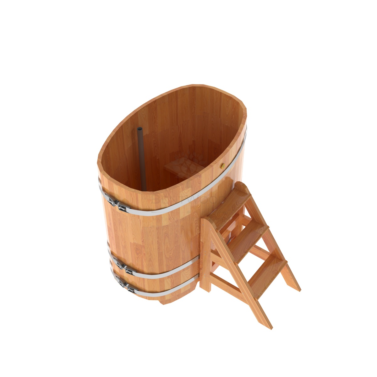 1384 Купель овальная из сращенных ламелей лиственницы 0,76х1,16х1,2 натуральная Alyarus  - Вид №1