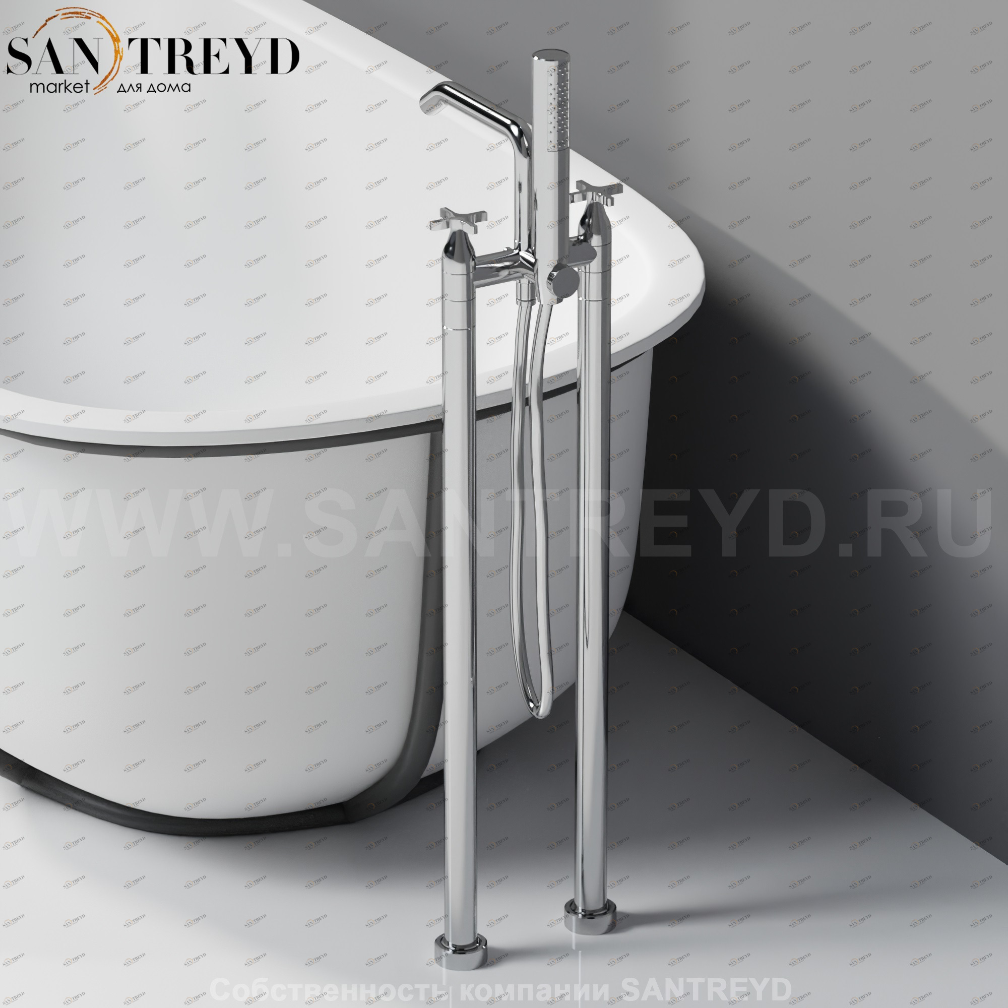 Напольный смеситель AMEM325S MEMORY для ванны хромированный Agape