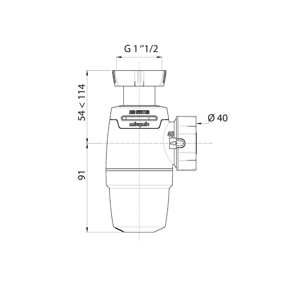 Сифон WIRQUIN NEO AIR SYSTEM 1? х40 мм без выпуска (30987073) 30987073 Santreyd  - Вид №1