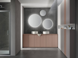 Двойной напольный умывальник с зеркалом