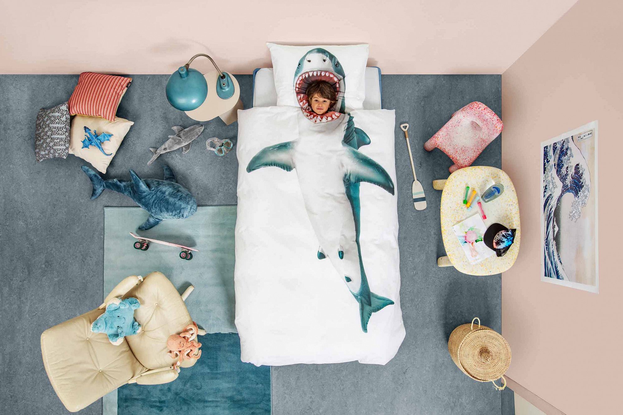 Детское постельное белье двуспальное "Акула" 200х220 см SNURK  335400 Белый;серый  - Вид №2